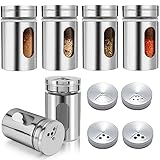 6 Stück Gewürzbehälter Spice Jars, Edelstahl Deckel Gewürzstreuer, Gewürzgläser mit Drehdeckel, Gewürzdosen Set Glas, Gewürze Aufbewahrung, Gewürz Organizer, Gewürzaufbewahrung, Gewurzglaserset