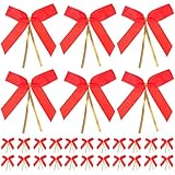 JOINPAYA Rotes Geripptes Schleifenband 15cm Breit Handgefertigte 6X7cm Schleifen 50 Stück Geschenk und Deko Band für Basteln Blumen Kleidung