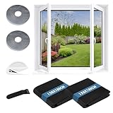 FOYIOLRU Fliegengitter Fenster, 2 Stück 150 x 180cm Insektenschutz Fenster mit Gesteigerte höherer Klebkraft Klettband, Fliegennetz & Mückennetz für Fenster, Schwarz