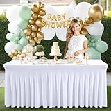 PARTISKY Spandex-Tischdecke für rechteckige Tische, dehnbare Tischdecke für Klapptische, Hochzeiten, Partys, Bankette, Veranstaltungen, Messen und Desserttische, Weiß