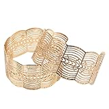 Toyvian Breiter Offener Armreif Metall Manschette mit Filigranem Lochmuster Modisches Statement Armband für Damen Vielseitig Tragbar als Einzel Wickelarmband Geschenkidee für Freundinnen