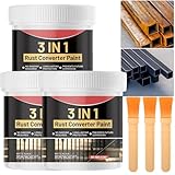 3-in-1-Rostumwandler & Metallgrundierung, Rostschutzbeschichtung, schwarzer Rostschutzlack, hitzebeständige und langlebige Rostschutzbeschichtung, dient als Unterbodenschutz Durchschweißgrundi (3pcs)
