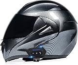 Motorradhelm Motorrad Helm Mit Bluetooth Headset Klapphelm Mit Doppelvisier Mit Eingebautem Mikrofon FüR Automatische Reaktion ECE-Zertifizierung FüR Frauen MäNner Erwachsene 4,L