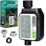CROSOFMI Bewässerungscomputer Automatische Garten Bewässerungssystem Smart Control Gartenbewässerung Bewässerungsuhr, Regensensor wasserdichte Manuelle Steuerung und 3 Separate Bewässerungsprogramme