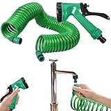 Gartenschlauch-Spule: erweiterbarer Wasserschlauch mit Sprühdüse, erweiterbarer Wasserschlauch | flexible Gartenschläuche | 5 Modi Aggua, ergonomischer Sprinkler, Bewässerung, He