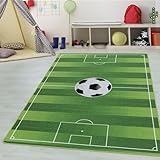 Kinderteppiche für Kinder Fußball Stadion Design Spielteppich Fußballfeld Motiv Waschbar Jungen & Mädchen Teppich für Kinderzimmer Babyzimmer Spielzimmer Teppich Farbe: Grün, Grösse: 100 x 150 cm