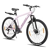 Hiland 26 Zoll Mountainbike, Herren Damen MTB mit Aluminiumrahmen, 21 Gänge Hardtail-Fahrrad für Erwachsene mit Scheibenbremse, Lila