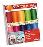 Gütermann creativ Nähfaden-Set mit 10 Spulen Allesnäher 100 m in verschiedenen Farben, Mehrfabig