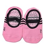 Gaorui Yoga-Socken, rutschfest, Pilates-Stange mit Griffen, niedrig geschnitten, Baumwolle für Frauen (Pink)