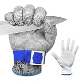 Brevanza schnittschutzhandschuhe, kettenhandschuh, schnittfeste handschuhe küche level 9, schnitzhandschuhe edelstahl, austernhandschuh, küchenhandschuhe schnittfest mit Ininnenhandschuhe (Größe XL)