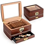 Marvero Zigarren Humidore, Humidor-Zigarren, Spanische Zeder Hölzerne Zigarrenbox,mit Humidor Befeuchter,Hygrometer,Teiler,Geschenke für Zigarren-Liebhaber(75 Zigarren)