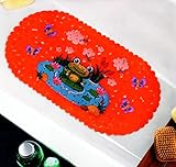 Luxtor Badewannenmatte Steinoptik mit Farbwechsel, 36 x 69 cm Orange, Antirutschmatte für Badewanne mit Saugnäpfen, Wanneneinlage rutschfest