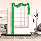 SCHOAL Voile Querbehang Transparenter Freihandbogen Uni Freihanddeko einfarbig Deko Gardinen Dekoschals Vorhang Wohnzimmer Gardinenschals 1 Stück HxB 90x300cm Grün #3