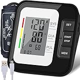 Blutdruckmessgerät Oberarm, Vollautomatisches Digitales Oberarm-Blutdruckmessgeräte zur Blutdruckmessung Pulsmessung mit Arrhythmie-Erkennung, 2*120 Dual-User, 22-40 cm große Manschette, LCD-Display