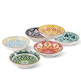 Dessertschalen Keramik - 6er Servierschalen Set Flach - Snackschale Eisschale Bunt - Nachtisch | Fingerfood | Tapas Schalen - 14 cm