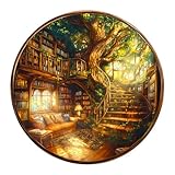 Holzpuzzle Erwachsene, 300 Teile Bezaubernde Buchhandlung Holz Puzzle Erwachsen, Unregelmäßige Einzigartige Holzpuzzle Tierform, Weihnachts Geschenke für Familie Freunde (34x34cm)