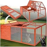 tectake® Hasenstall, faltbar, Holz, mit Dachöffnung, Freigehege, Meerschweinchen Käfig, Kaninchen Zubehör, Freilaufgehege Kaninchen, Meerschweinchen Zubehör, Kleintierkäfig, Hasenkäfig 150x103x53cm