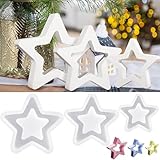 TZEKING 3 Stück Silikonformen Gießformen Weihnachten Stern,Kerzen Silikonformen Weihnachten,Sterne Silikonform Weihnachten,Silikonform Weihnachten Kerzen,Weihnachtsbaum Kerzenform für DIY Duftkerze