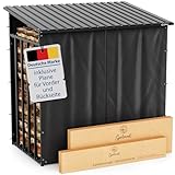 Gartenzeit® Kaminholzregal Außen XXXL 186x105x185cm – 3,45m³, 5,25SRM, Metallrahmen 30x30mm, Metalldach, feuerverzinkt, 105cm tief, Brennholzregal Holzstapelhilfe Holzunterstand Außen… (FH_003)