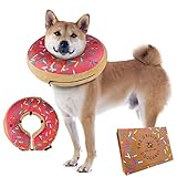 Aufblasbares Hundehalsband als Halskrause Hund | Tolle Alternative zu Halskrause oder Kegelhalsband |Ultrabequeme Hunde-Donuts als Leckschutz Hund zur Erholung| Für Mittelgroße Hunde (Pink)