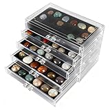 Rock Vitrine, 5 Etagen 90 Fächer, Rock Sammelbox, Setzkasten für Mineralien, Storage Display Boxen für Kleine Sammlerstücke, Fossil Kristalle, Edelsteine, Steine, Mineralien (23,5 x 13,5 x 17 cm)