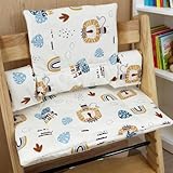 Sitzkissen für Stokke Tripp Trapp, 2-teilig Wasserdicht Rutschfest Hochstuhl Sitzkissen Set Polsterung an Rückenlehne, Bio-Baumwolle Weiches Kissen Abwaschbar Hochstuhlauflage für Kinderhochstuhl