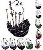 Schottischer Dudelsack in voller Größe, Palisanderholz oder braunes Finish mit silberfarbenen Halterungen, inklusive Anleitungsbuch, Tragetasche, Drohne, Schilfrohr (schwarz, Pride of Scotland)