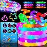 EOPUOZS Knicklicht Pop Tubes, 12 Stück LED Pop Tubes Fidget Toys, Bunt Sensorik Spielzeug Pop Röhren, Knicklichter Armbänder Party Deko Set, kindergeburtstag gastgeschenke, Festival Zubehör