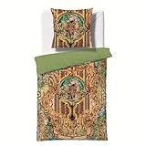 fleuresse Mako-Satin Bettwäsche Bed Art S Leicester gelb grün 1 Bettbezug 155 x 200 cm + 1 Kissenbezug 80 x 80 cm