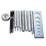 11-teiliges Stanz-Loch-Snap-DIY-Lederhandwerk aus Metall, robustes Hohlstanz-Loch-Werkzeug-Set mit Basis for die Installation von Nietenknöpfen for Leder-Werkzeug