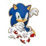 Trefl – Konturenpuzzle aus Holz: Sonic The Hedgehog, Schlauer Sonic – 50 Elemente, Wood Craft Junior, Unregelmäßige Formen, 10 Figuren, Modernes Puzzlespiel, Spiel für Kinder ab 5 Jahren