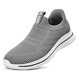 ODCKOI Sneaker Herren Hands-Free Turnschuhe Leichtgewichtige Atmungsaktive Slip on Sneaker Herren Bequeme Mesh Freizeitschuhe schnürsenkel ohne binden Sportschuhe-Dunkelgrau-44