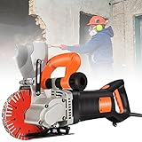 GBHJJ Mauernutfräse Wandfräse mit Sägeblatt 133mm Schneidetiefe Wand-Nut-Schneidemaschine Beton-Ausschnitt-Schlitz-Maschine 4800W, für Ziegel-Granit-Marmor-Fliesen 5-teilige Blätter,Orange