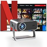 [Kompatibel mit Netflix & Elektrischer Fokus] 30000L Mini Beamer mit WiFi & Bluetooth 1080p Projektor mit 210° drehbarer Stand, Automatische Trapezkorrektur, Staubfilter &Wärmeableitungssystem