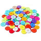 100 Stück Knöpfe Bunt 25mm Knöpfe zum Annähen Bunte Bastelknöpfe Kinderknöpfe Geschenk Deko Harz Bastel Knöpf für Nähen DIY Scrapbooking Handwerk Dekorieren