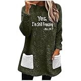 Keepink Damen-Pullover in Übergröße 36-46, Übergröße, flauschig, Fleece, Sweatshirts, Teddy, flauschig, Sherpa-Pullover, Tops, Y2K, warme Langarm-Shirts, Herbst und Winter, weiche Pullovertaschen, 1 x