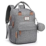 RUVALINO Wickeltasche Rucksack Großer Wickelrucksack mit multifunktionalen Babytaschen und mobiler Wickelauflage - Schnullerhalter - für Mama und Papa (Grau), Einheitsgröße