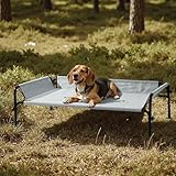 Gardner Pet Hundeliege Outdoor, Erhöhtes Hund Haustierbett, Kühlendes Hundebett für Draußen, Haustierliege Waschbar und Robuster mit guter Luftzirkulation, Grau, M, 107 x 76 x 31 cm