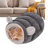 Katzenbett - Halb Umschlossenes Bequemes Bett,Selbsterwärmendes Katzenbett Winter Hundehöhle,Für Ruhen Kuscheln Komfort Spielen Indoor Outdoor Zuhause Bei Kälte Für Kätzchen Und