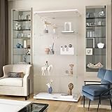 BPKADHY Glasvitrine Standvitrine,4 Lagen Glas Holz Vitrine Sammlervitrine Vitrinenschrank,2 Tür mit Schloss Glasvitrine Stehend Für Wohnzimmer Schlafzimmer Büro Weiß Standregal aus Glas