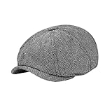 JISADER Baskenmütze, achteckiger Hut, flache Kappe, flache Mütze zum Fahren, Einkaufen, Reisen, Angeln, grau