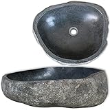 vidaXL Waschbecken Flußstein Naturstein 30-37cm Aufsatzwaschbecken Waschschale