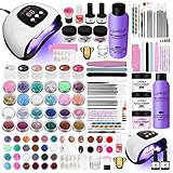 SPTHTHHPY Acrylic Nail Set of 6 UV Nail Polish Set with 48 W UV/LED Nail Lamp, 20g Acrylic Powder Set 3 Colours and 90 ml Acrylic Liquid Professional Liquid Set 15 Nail Brushes