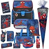 Spiderman - SCOOLI Undercover EasyFit Schulranzen-Set 13tlg. mit Sporttasche, BROTDOSE, TRINKFLASCHE, GELDBÖRSE, HEFTBOX A4, STIFTEBECHER 7tlg, SCHULTÜTE - HAUSAFGABENHEFT GRATIS!