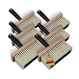 6X WOW!TOOLS Universal-Deckenbürste, Kleisterbürste, robuste Kunststoffborsten, 170 x 70 mm, mit Holzkörper und Kunststoffgriff - Tapezierbürste - Quaste
