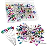 Stecknadeln mit Kopf Groß 200 Stück Lang Bunte Stecknadel 55mm Nadeln mit Kopf Lange Abstecknadeln Sewing Pins für Basteln Quilten Nähen