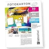 TATMOTIVE FA4200M50 Fotokarton Fotopapier 200g matt weiß / Laserdrucker / DIN A4 / Beidseitig bedruckbar / 50 Blatt