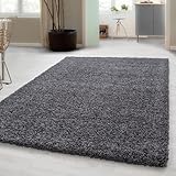 Carpetsale24 Shaggy Hochflor Teppich Wohnzimmer 160 x 230 cm Grau - Modern Flauschiger Teppich Extra Weich, Pflegeleicht und Einfarbig - Ideal als Teppich für Schlafzimmer, Esszimmer und Küche