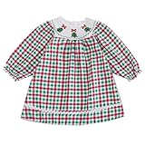 YANFJHV Jeansrock Cute Plaid Long Sleeve Dress (Green, 12-18 Months)