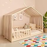 Mooskind Hausbett Himmel – Aus weichem Musselin in 7 Farben – 100% Bio-Baumwolle – Traumhafte Hausbett Deko & Himmelbett Vorhänge – Made in Europe mit Liebe